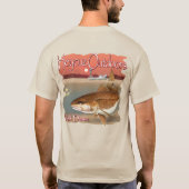 ヘイクズアウトドアレッドフィッシュレッドドーンデザイン Tシャツ (裏面)