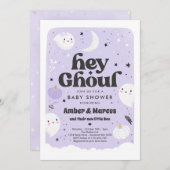 ヘイグウルパープルガール幽霊ベビーシャワー 招待状 (正面/裏面)
