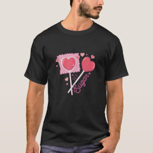 ヘイシュガーハートキャンディレトロハッピーバレンタインデーC Tシャツ