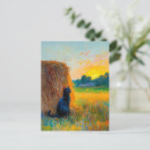 ヘイスタックによる印象派の油彩画 ポストカード (スタンド正面)