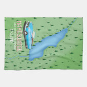 ヘイズウォーター湖沼地域の地図の旅行ポスター キッチンタオル (横)