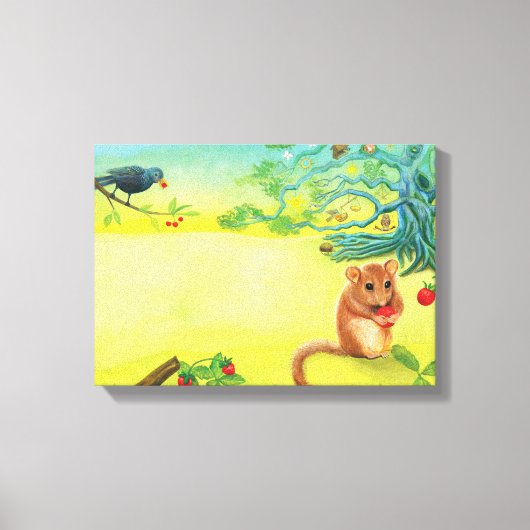 ヘイゼルド食べルマウスの野生のイチゴ キャンバスプリント (正面)