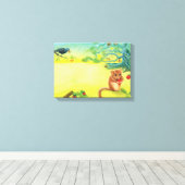 ヘイゼルド食べルマウスの野生のイチゴ キャンバスプリント (インサイチュ (ウッドフロア))