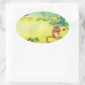 ヘイゼルド食べルマウスの野生のイチゴ 楕円形シール (バッグ)