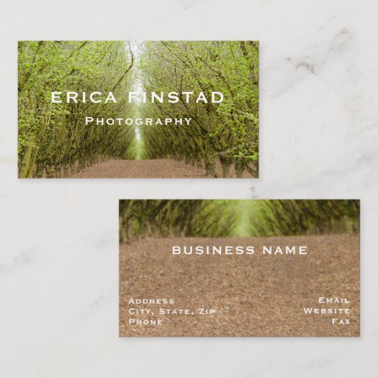 ヘイゼルナッツ木の森林間の道 名刺 (正面/裏面)