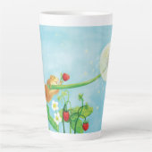 ヘイゼルヤマネ、野生のイチゴ&タンポポ カフェラテマグ (正面)