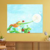 ヘイゼルヤマネ、野生のイチゴ&タンポポ キャンバスプリント (インサイチュ (リビング))