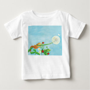 ヘイゼルヤマネ、野生のイチゴ&タンポポ ベビーTシャツ