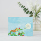 ヘイゼルヤマネ、野生のイチゴ&タンポポ ポストカード (スタンド正面)