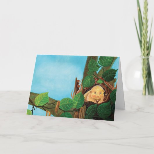 ヘイゼル食べヤマネのヘーゼルナッツ カード (正面)