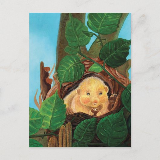 ヘイゼル食べヤマネのヘーゼルナッツ ポストカード (正面)