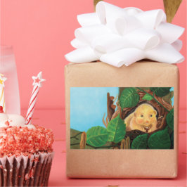 ヘイゼル食べヤマネのヘーゼルナッツ 長方形シール