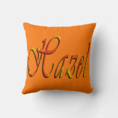 ヘイゼル、名前、ロゴ、オレンジスロークッション クッション (裏面)
