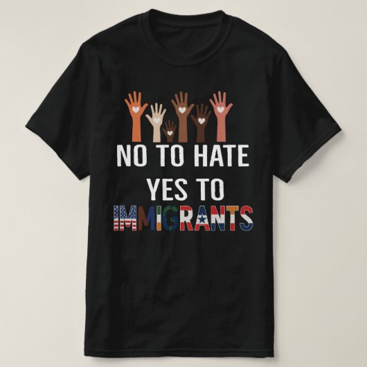 ヘイト撲滅、移民歓迎 | 移民受け入れ賛成 リメイクTシャツ Tシャツ (デザイン正面)