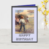 ヘイフィールド上の飛行機 カード (黄色い花)