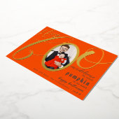 ヘイブオレンジハロウィーン金ゴールドレタリングベビー写真 箔シーズンカード (回転した状態)