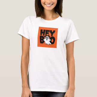 ヘイブオレンジブラックおかしなハロウィーン幽霊女性 Tシャツ