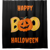 ヘイブカワイカボチャタイポグラフィスケッチアート シャワーカーテン (正面)