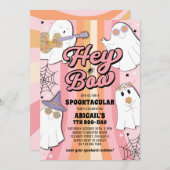 ヘイブグルービーレトロピンクハロウィーンガール誕生日 招待状 (正面/裏面)