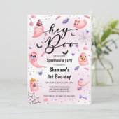 ヘイブスポオクタキュラーピンク幽霊ハロウィーン誕生日 招待状 (スタンド正面)