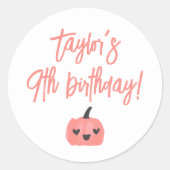 ヘイブハロウィンモダンガールバースデーパーティーのお願い ラウンドシール (正面)
