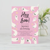 ヘイブハロウィーンピンク幽霊誕生日 招待状 (スタンド正面)