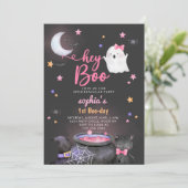 ヘイブハロウィーンピンク幽霊誕生日 招待状 (スタンド正面)