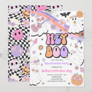 ヘイブハロウィーンGroovyかわいい幽霊誕生日パーティー 招待状