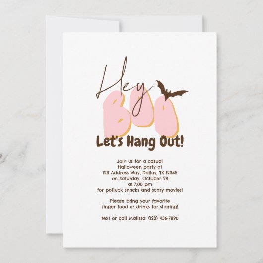 ヘイブピンクこうもりスパイダーズカジュアルハローウィンパーティ 招待状 (正面)