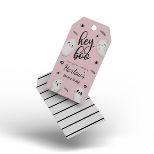 ヘイブピンク幽霊ハロウィーン誕生日へようこそ ギフトタグ