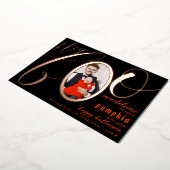 ヘイブブラックハロウィーン金ゴールドレタリングベビー写真 箔シーズンカード (回転した状態)