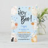 ヘイブブルーハロウィーンかわいい幽霊ボーイ誕生日 招待状 (スタンド正面)