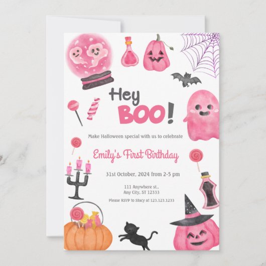 ヘイブーおもしろいかわいい最初の誕生日パーティー招待状 招待状 (正面)