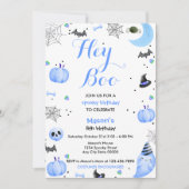 ヘイブーブルー幽霊ハロウィーン誕生日 招待状 (正面)