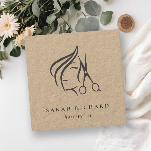 ヘイミニマルスエレガントタイリストのクラフト髪のシザー スクエア名刺