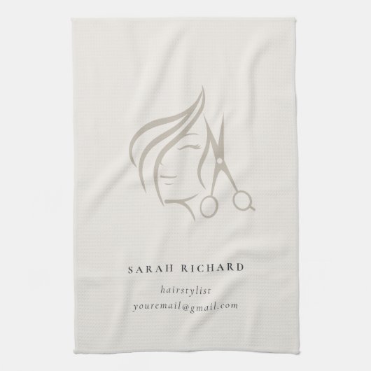 ヘイミニマルスエレガントタイリストアイボリー キッチンタオル (縦)