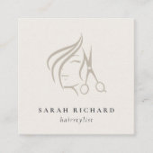 ヘイミニマルスエレガントタイリストアイボリー スクエア名刺 (正面)