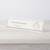 ヘイミニマルスエレガントタイリストアイボリー デスクネームプレート (正面)