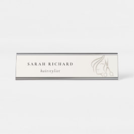 ヘイミニマルスエレガントタイリストアイボリー デスクネームプレート