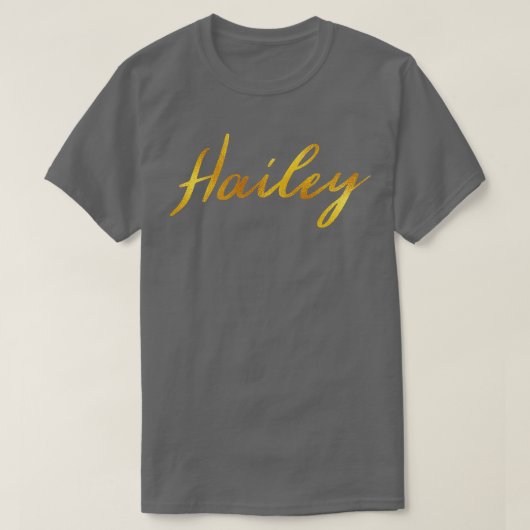 ヘイリー名の手のレタリングフェイク(金ゴールド文字) Tシャツ (デザイン正面)