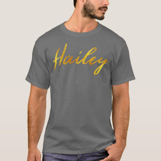 ヘイリー名の手のレタリングフェイク(金ゴールド文字) Tシャツ