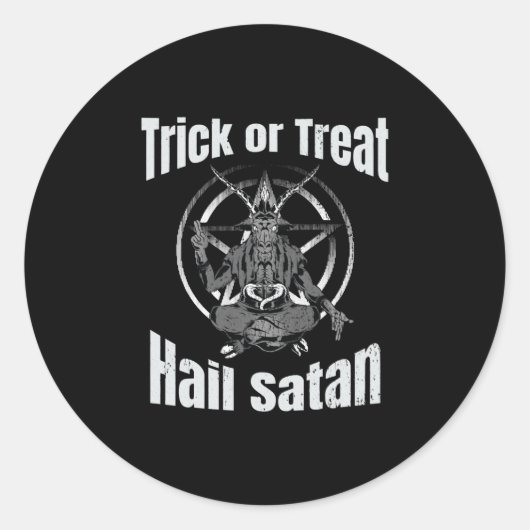 ヘイルサタンペンタグラムヤギのハロウィーン ラウンドシール (正面)