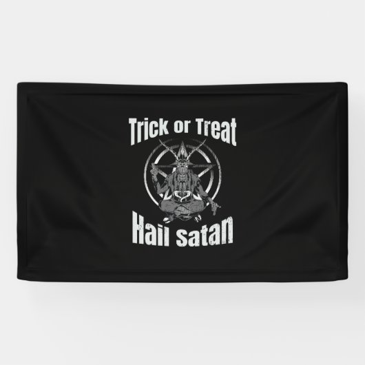 ヘイルサタンペンタグラムヤギのハロウィーン 横断幕 (横)