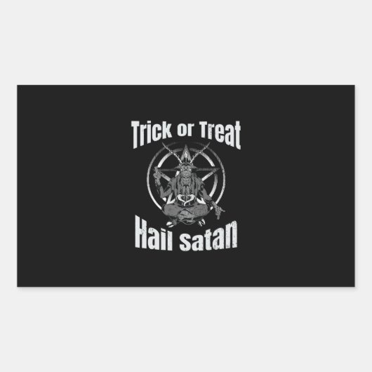 ヘイルサタンペンタグラムヤギのハロウィーン 長方形シール (正面)