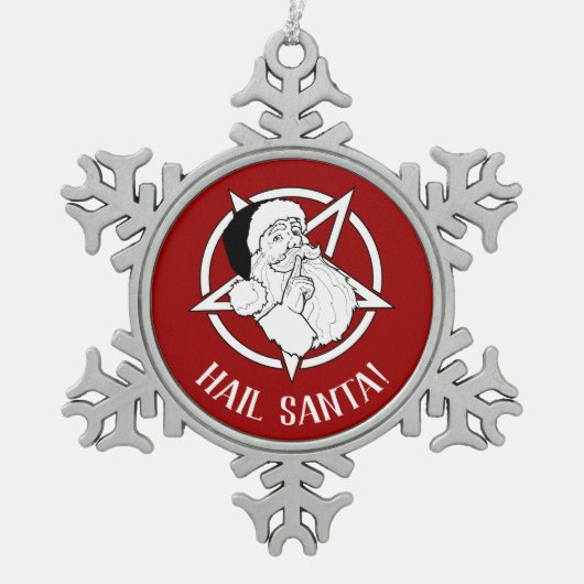 ヘイルサンタペンタグラムスノーフレークフレームオーナメント スノーフレークピューターオーナメント (正面)
