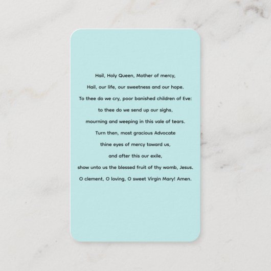 ヘイルホーリークイーンヴァージンメアリー祈りの言葉カード 名刺 (裏面)