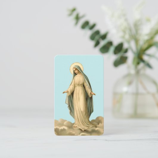 ヘイルホーリークイーンヴァージンメアリー祈りの言葉カード 名刺 (スタンド正面)