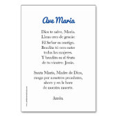 ヘイルメアリーアベマリア祈りの言葉カード テーブルナンバー (裏面)