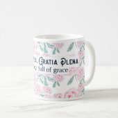 ヘイルメアリーアヴェマリアラテン祈りの言葉カトリックフローラ コーヒーマグカップ (正面右)