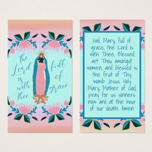 ヘイルメアリー祈りの言葉カソリックキッズホーリーカード (正面&裏面)